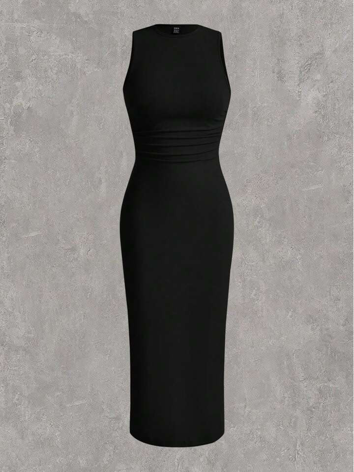 SHEIN EZwear Plus Size Knitted Solid Bodycon Dress | SHEIN