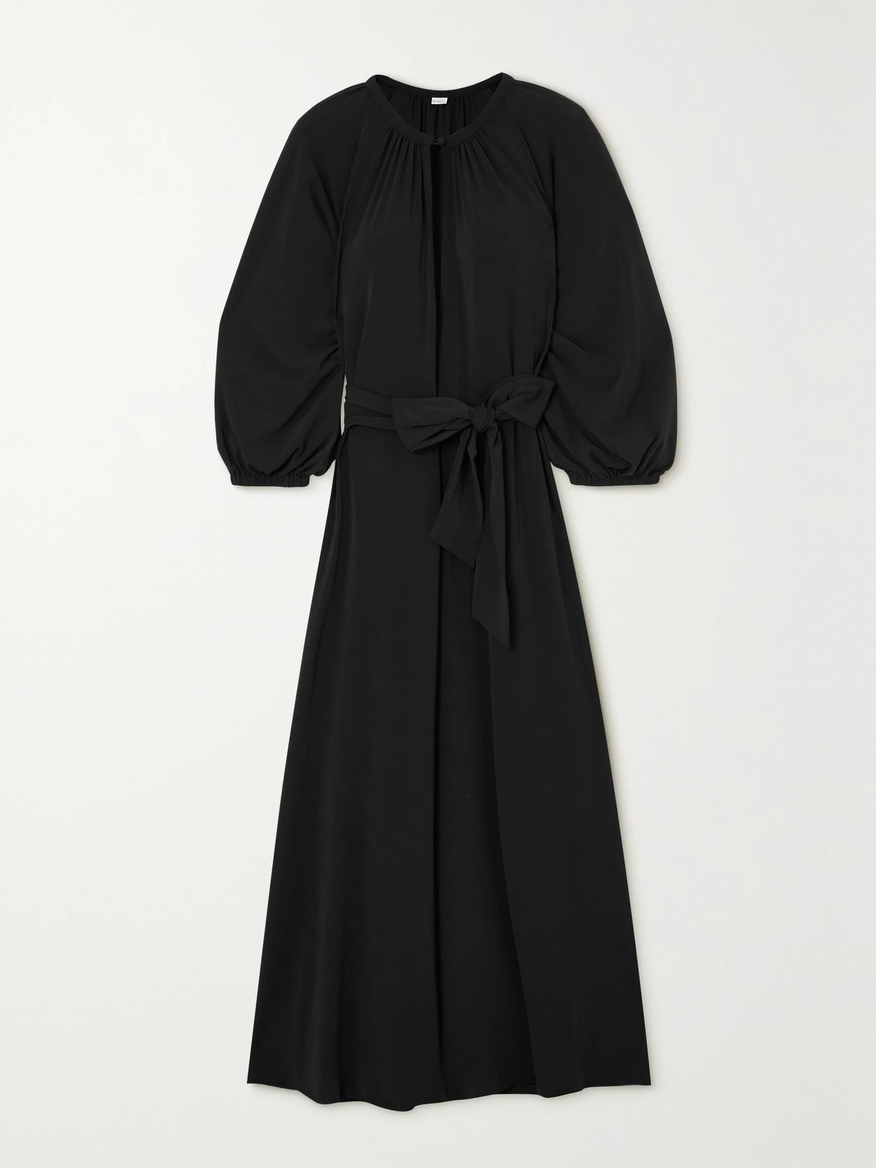 Eres - Adela Gathered Belted Stretch-jersey Midi Dress - Black | NET-A-PORTER (US)