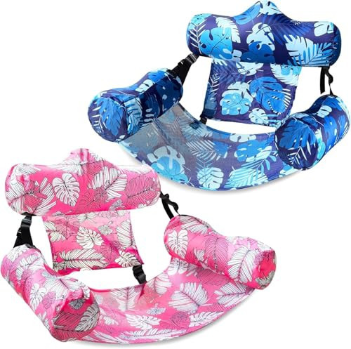 2 Pack Inflatable Pool Floats Adult, Floating Chair Lounger, Adjustable Blow up Pool Noodles Float for Heavy Duty Adult, Fabric Swimming Water Chair for Party Summer Beach Vocation Essential Lake Fun | Amazon (US)
