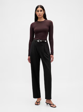 365 High Rise Brushed Twill Taper Ankle Trousers | Gap (US)