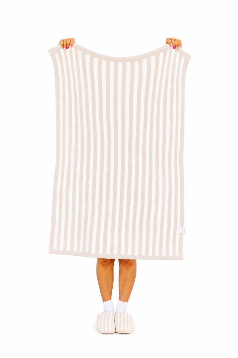 Sand Pinstripe Kid Blanket 30x40 | Staykation