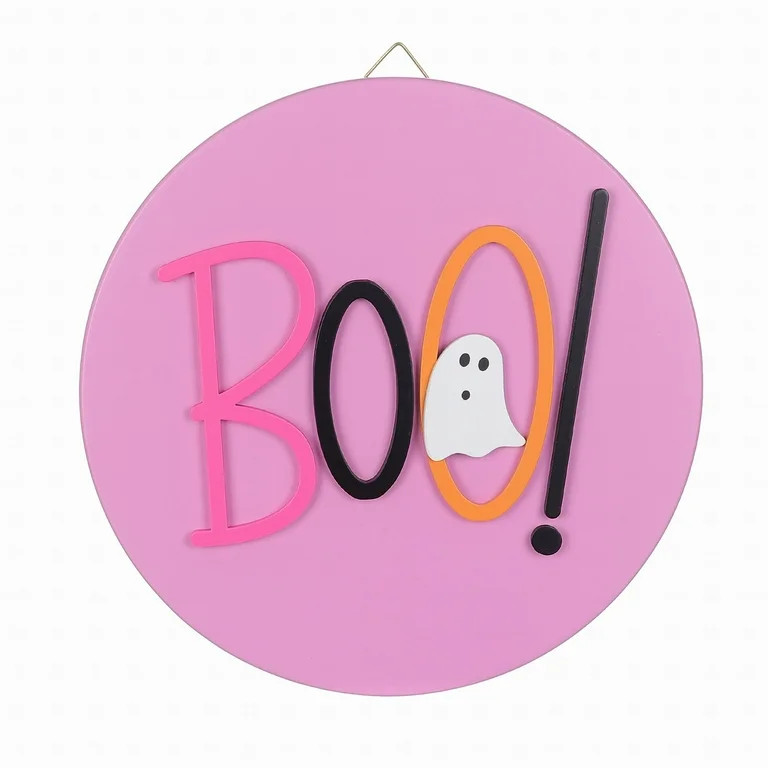 Halloween Colorful BOO! Round Wood Wall Decor Sign,11 in H, by Way To Celebrate | Walmart (US)