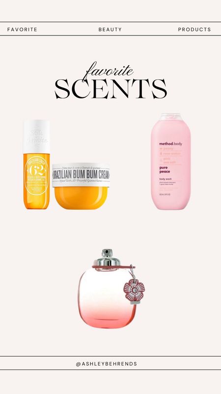 Favorite scents of 2023 🌸 
Sol De Janiero 62 body spray + lotion combo - layering is a must for long lasting 
Method body peony body wash lathers well and smells incredible
Coach perfume in floral blush - perfect Spring/Summer scent, switch to the regular floral in Fall/Winter 
#perfume #bodyspray #fragrances #soldejanerio #coach #methodbody #favorites #beautymusthaves 

#LTKfindsunder100 #LTKSeasonal #LTKbeauty