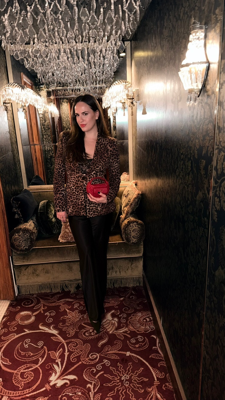 #ootn first night in Paris 😻 What I wore 
All outfits on my ShopMY & LTK ! 

Bralette: @zara 
Blazer: @zara 
Pants: @reformation 
Shoes: @ysl 
Bag: @chanelofficial 

Lip combo
@kosas red lip liner
@charlottetilburyskincare lipstick lost cherry