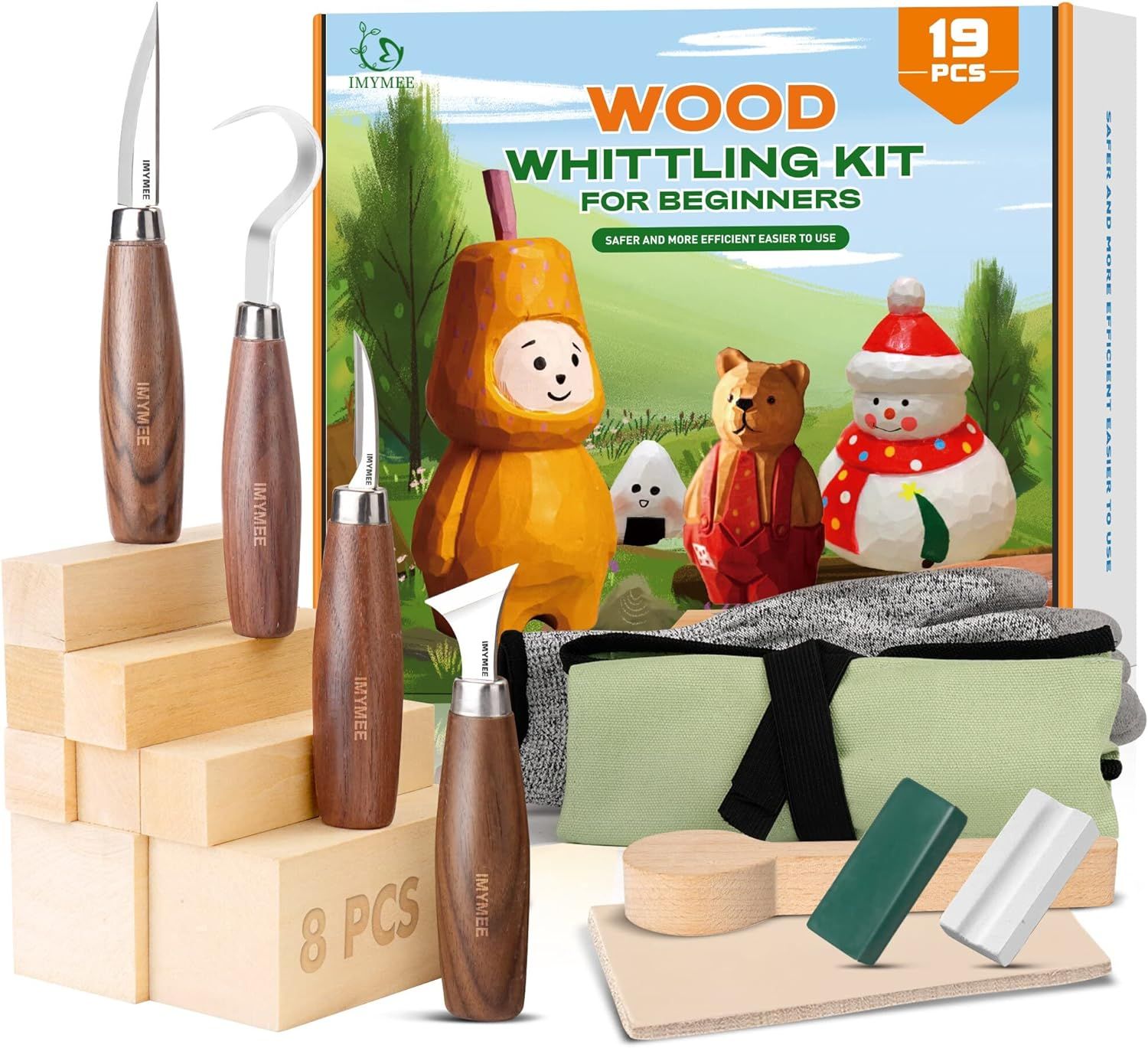 IMYMEE Wood Whittling Kit for Beginners-Complete Whittling Set with 4pcs Wood Carving Knives & 8p... | Amazon (US)