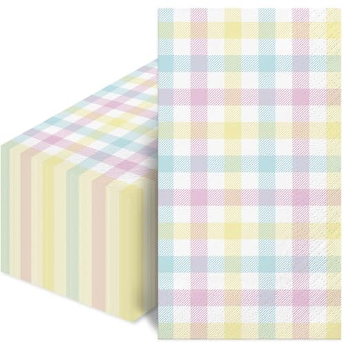 100Pcs Disposable Easter Napkins, Paper Pastel Plaid Decorations for Home, Baby Shower, Party Sup... | Amazon (US)
