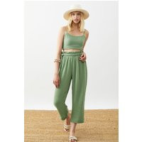 Green One Size Cotton Gauze Pants Women, Muslin Pants, Elastic Waist, Loose Cut | Etsy (US)