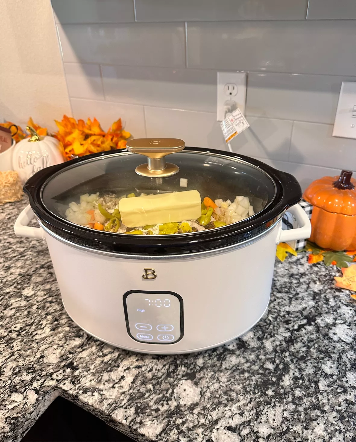 Beautiful 6 Qt Programmable Slow Cooker, White Icing by Drew