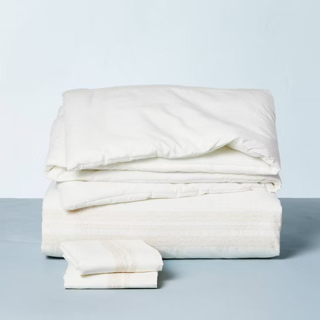 Embroidered Stripes Comforter & Sham Set Sour Cream - Hearth & Hand™ with Magnolia | Target