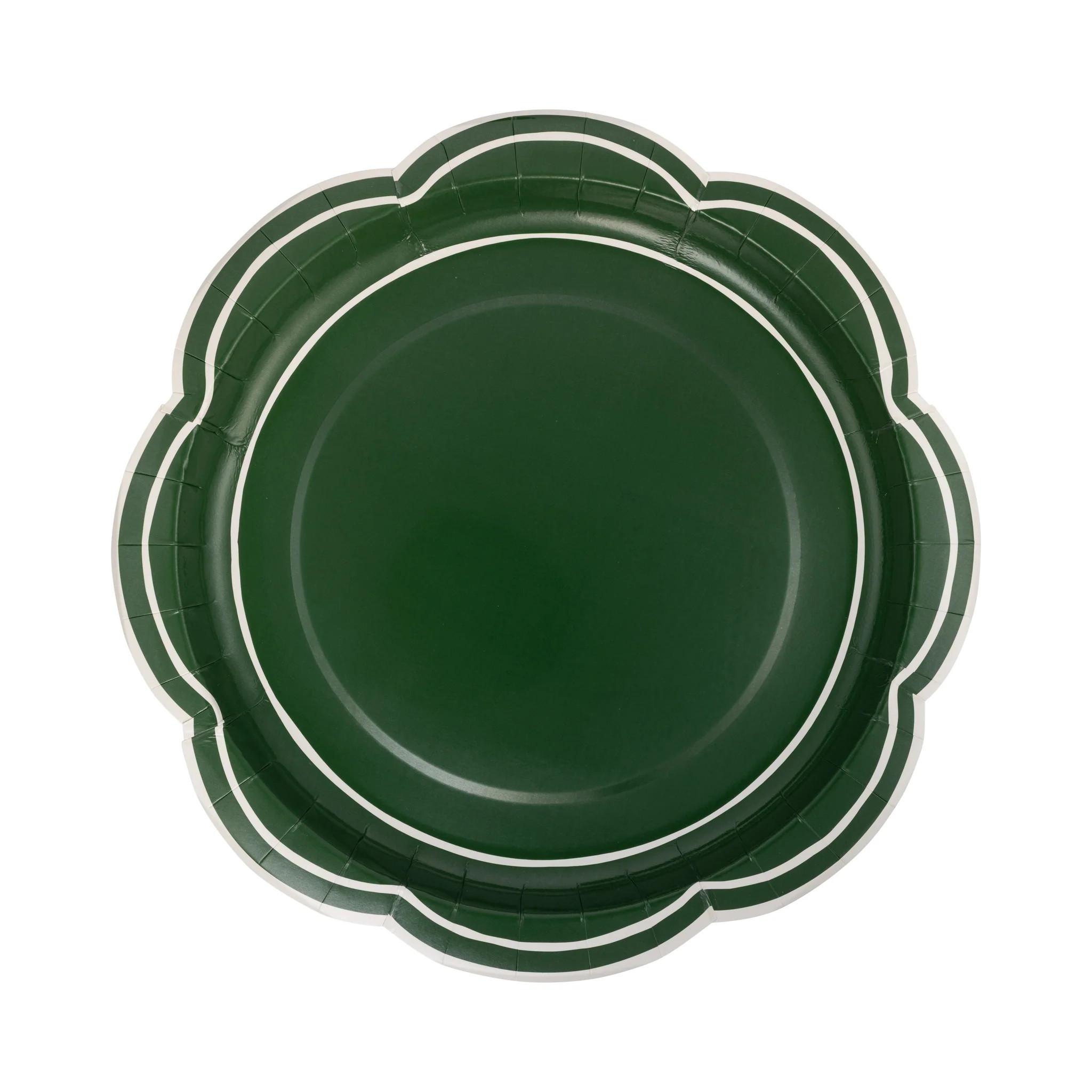 Green Scalloped Cream Lines Plate | My Mind's Eye