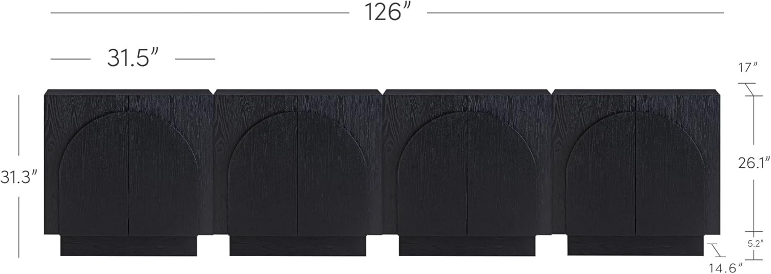 Nathan James Iris Mid-Century Modern Credenza, Black TV Stand, Living Room Wood Storage Cabinet w... | Amazon (US)