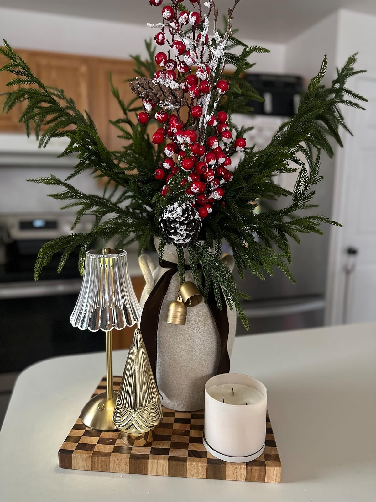 This Christmas setup will be perfect for your table centerpiece! Includes cutting board, lamp, an... | Amazon (US)