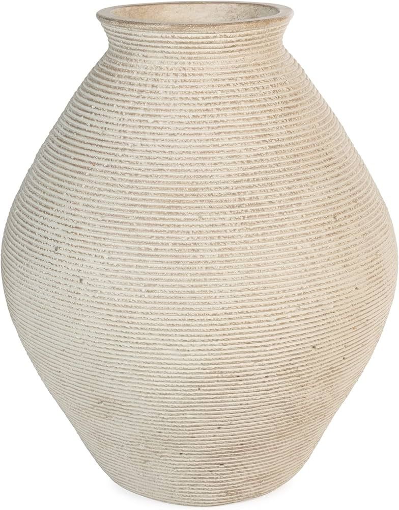 Signature Design by Ashley Hannela 12" Modern Distressed Polyresin Vase, Antique Tan | Amazon (US)