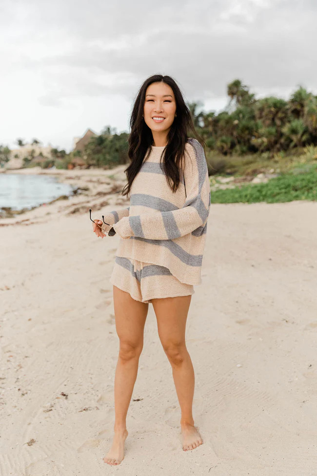 Wonder Often Blue Stripe Shorts | Pink Lily