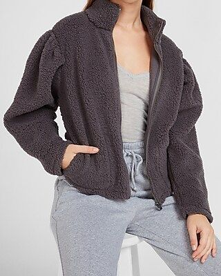 Cozy Full Zip Sherpa Sweatshirt | Express