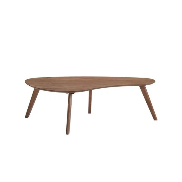 Wallace & Bay Pineda Walnut Brown 48" Coffee Table with Curved, Tear Drop Shaped Top And Round, S... | Walmart (US)
