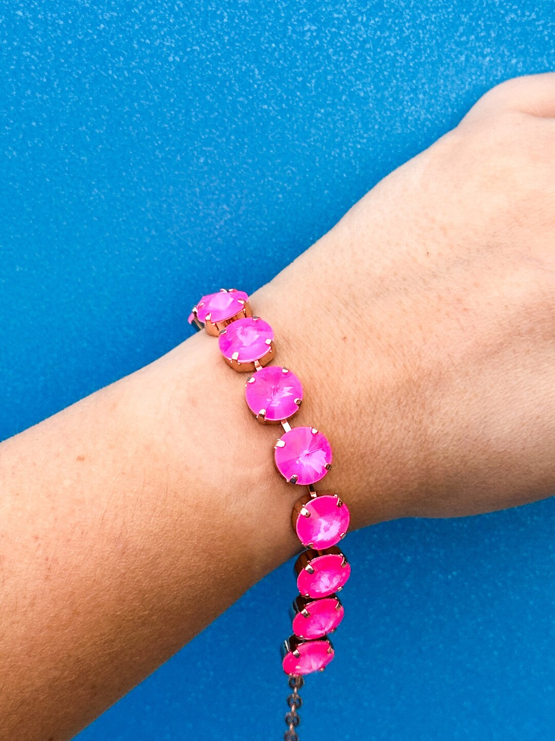 Electric Pink Twinkle 12mm Rivoli Bracelet - choose Setting | Etsy (US)