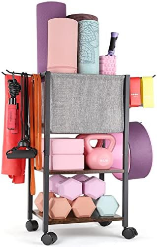 Yoga Mat Storage Rack Home Gym Equipment Workout Equipment Organizer Yoga Mat Holder for Dumbbell... | Amazon (US)