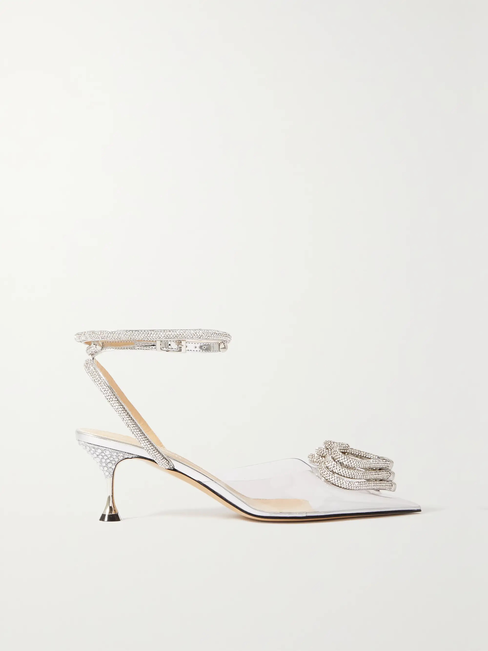Triple Heart crystal-embellished PVC and metallic leather pumps | NET-A-PORTER APAC