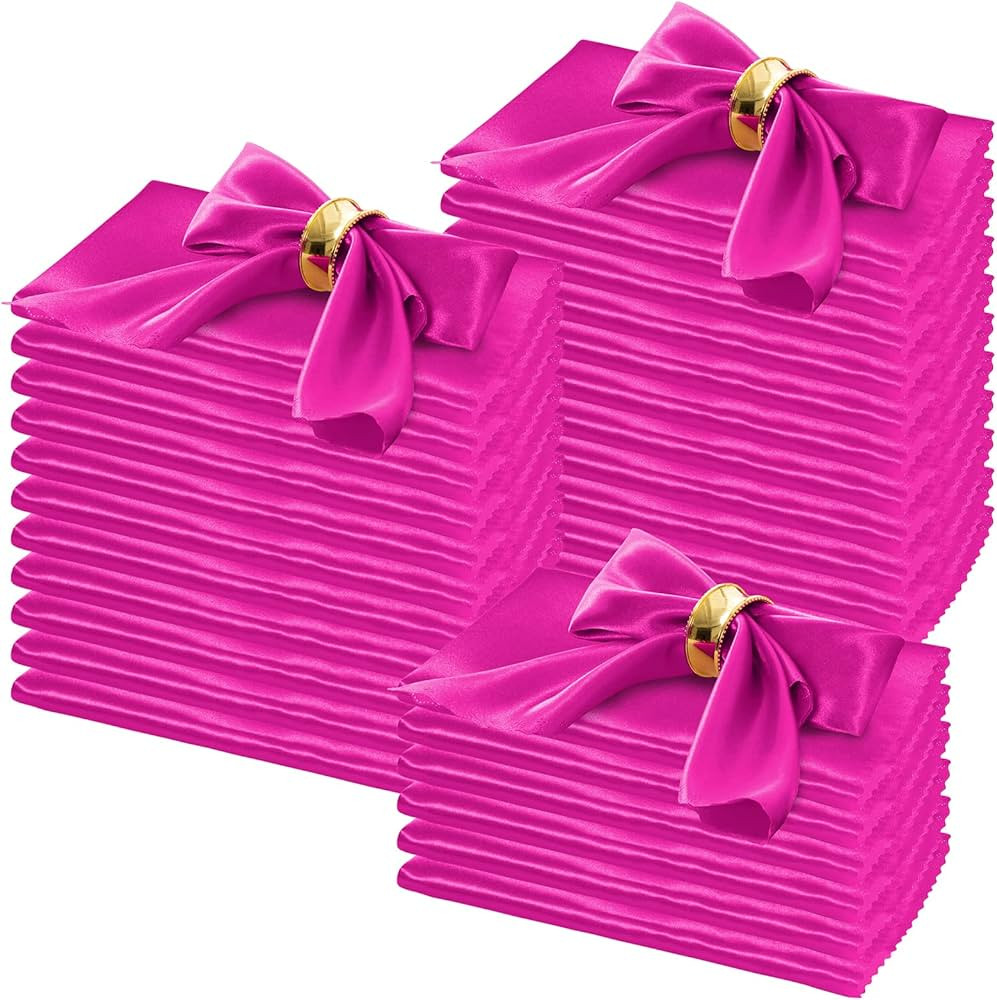 Horbaunal 100 Pack Satin Napkins 17" x 17" Square Dinner Napkins with Floral Edges, Soft Cloth Na... | Amazon (US)