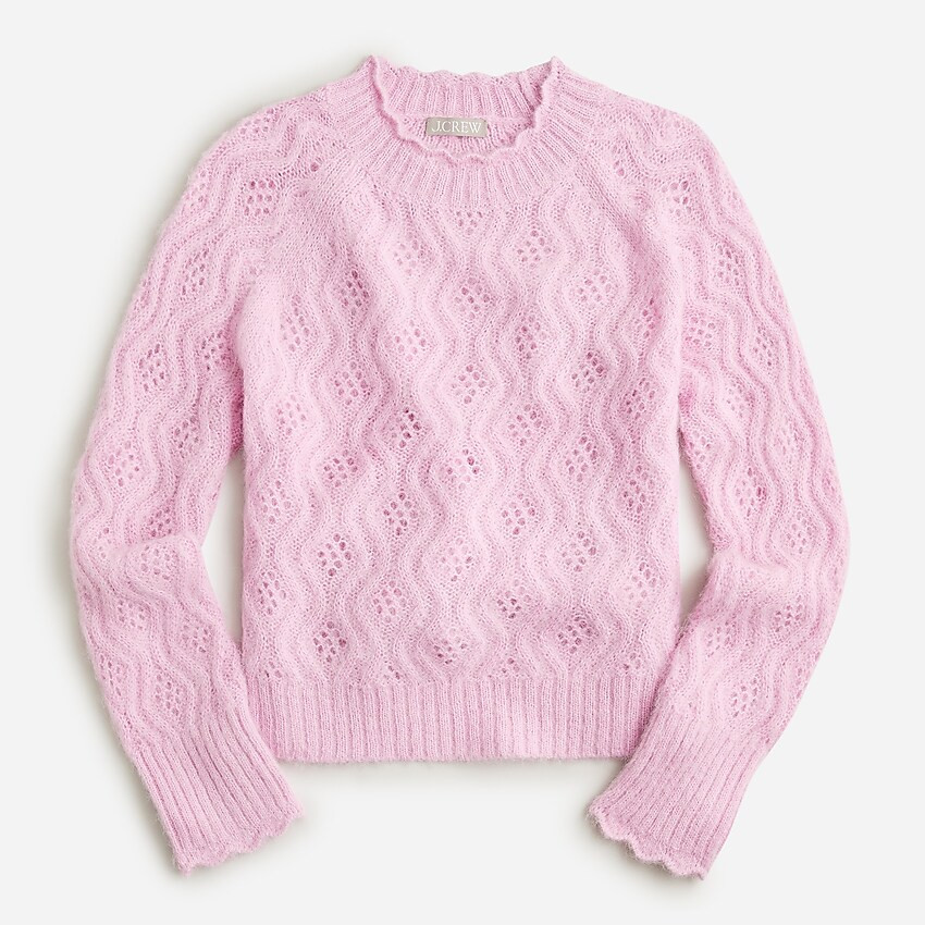 Pointelle scallop-trim sweater | J. Crew US