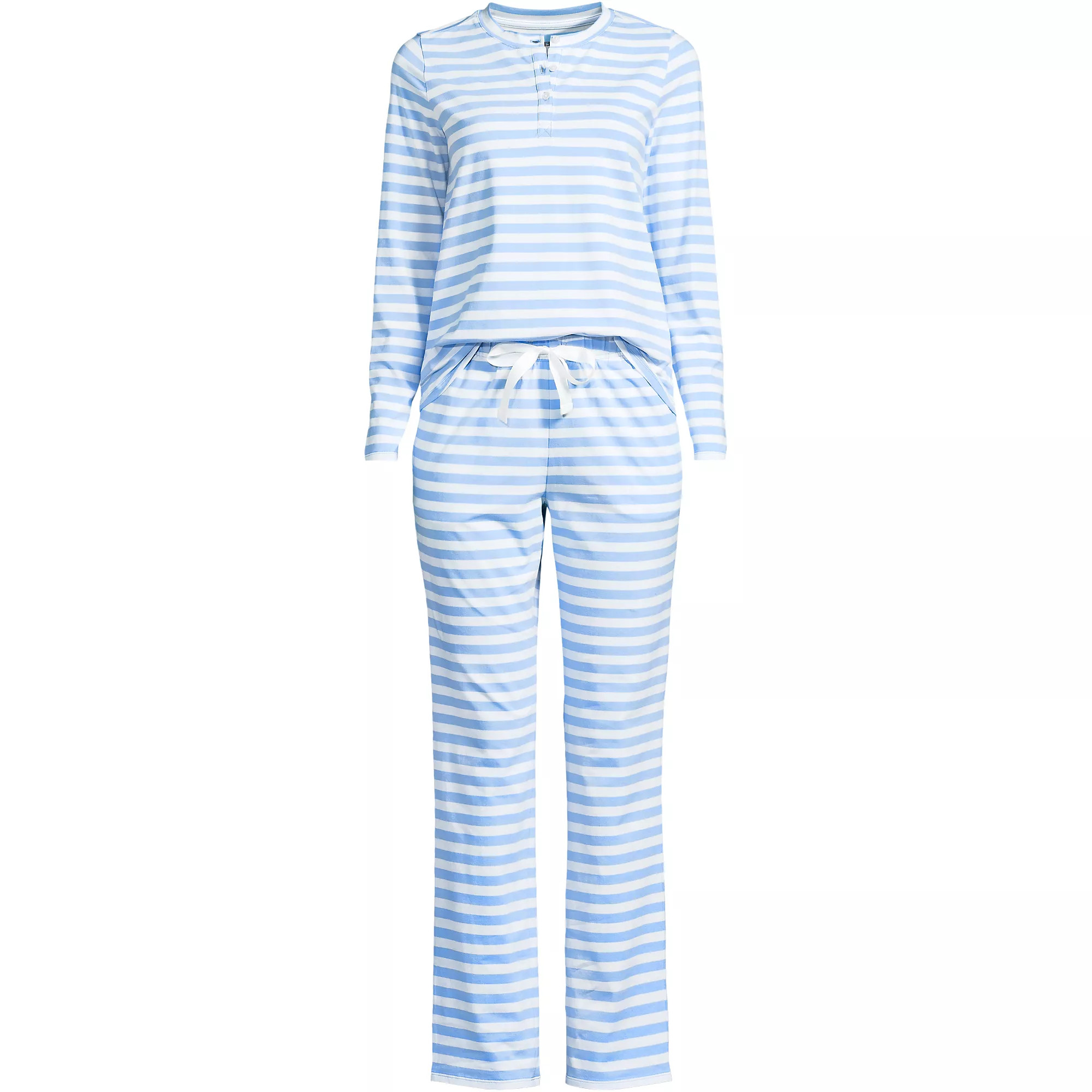 Women's Knit 2 Piece Pajama Set - Long Sleeve Top and Pants | Lands' End (US)