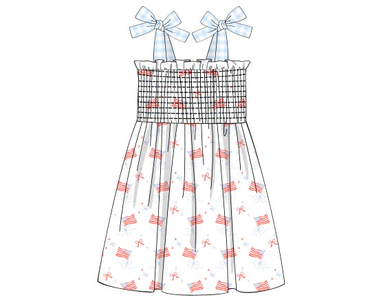 Flags and Bows Smocked Sun Dress | Sweet Tupelo Clothing