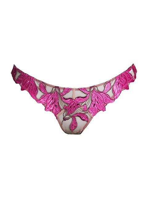 Fleur du Mal Lily Floral Lace Thong | Saks Fifth Avenue