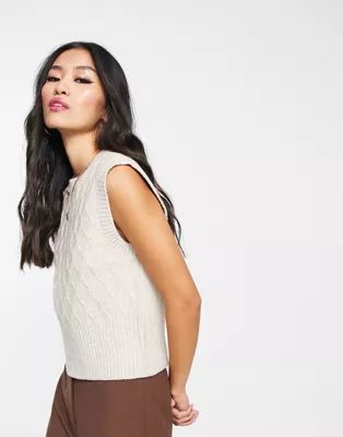 Only cable knit sweater vest in cream | ASOS (Global)