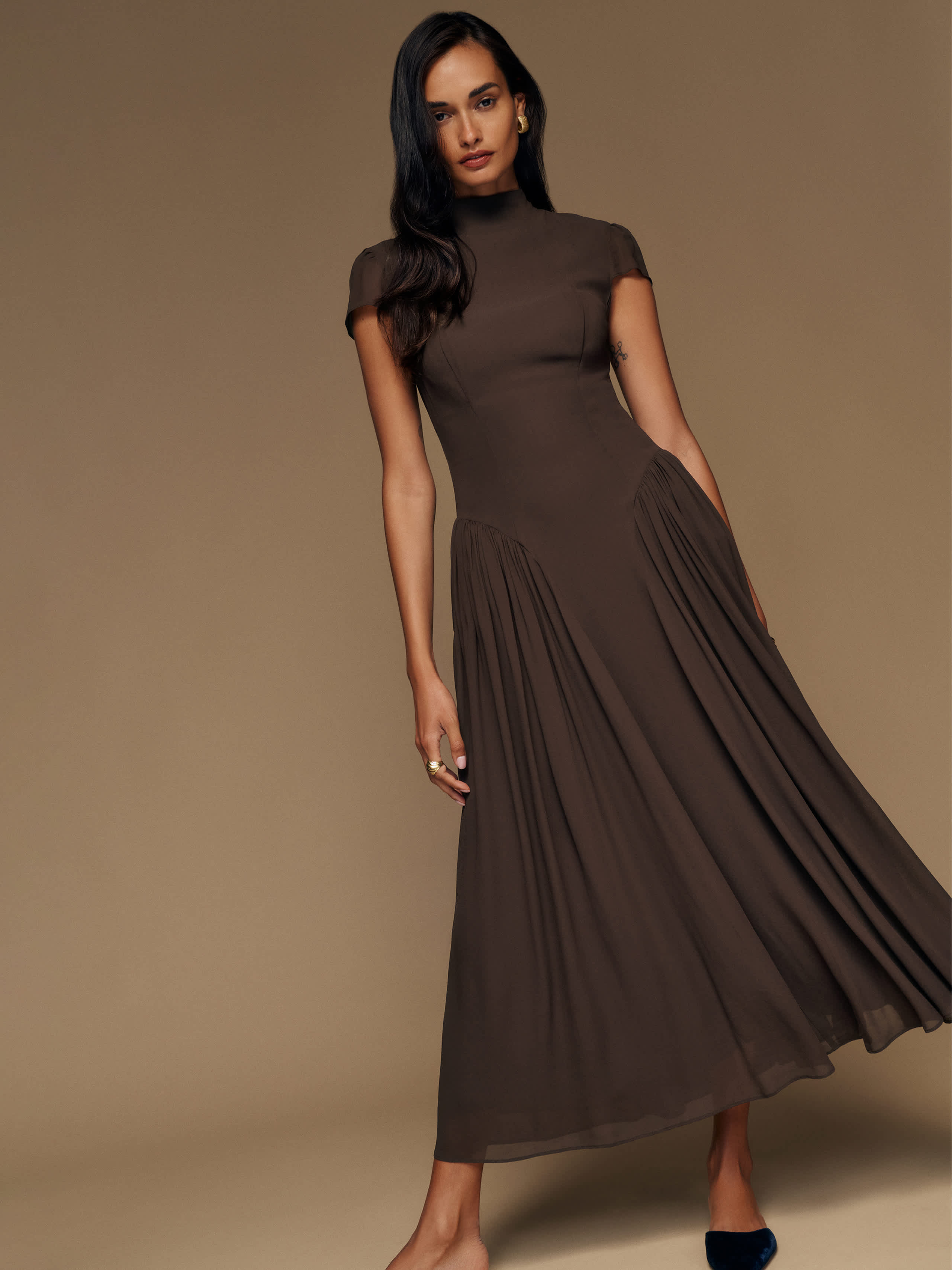 Reformation Maven Dress Brown 12 | Reformation (Global)