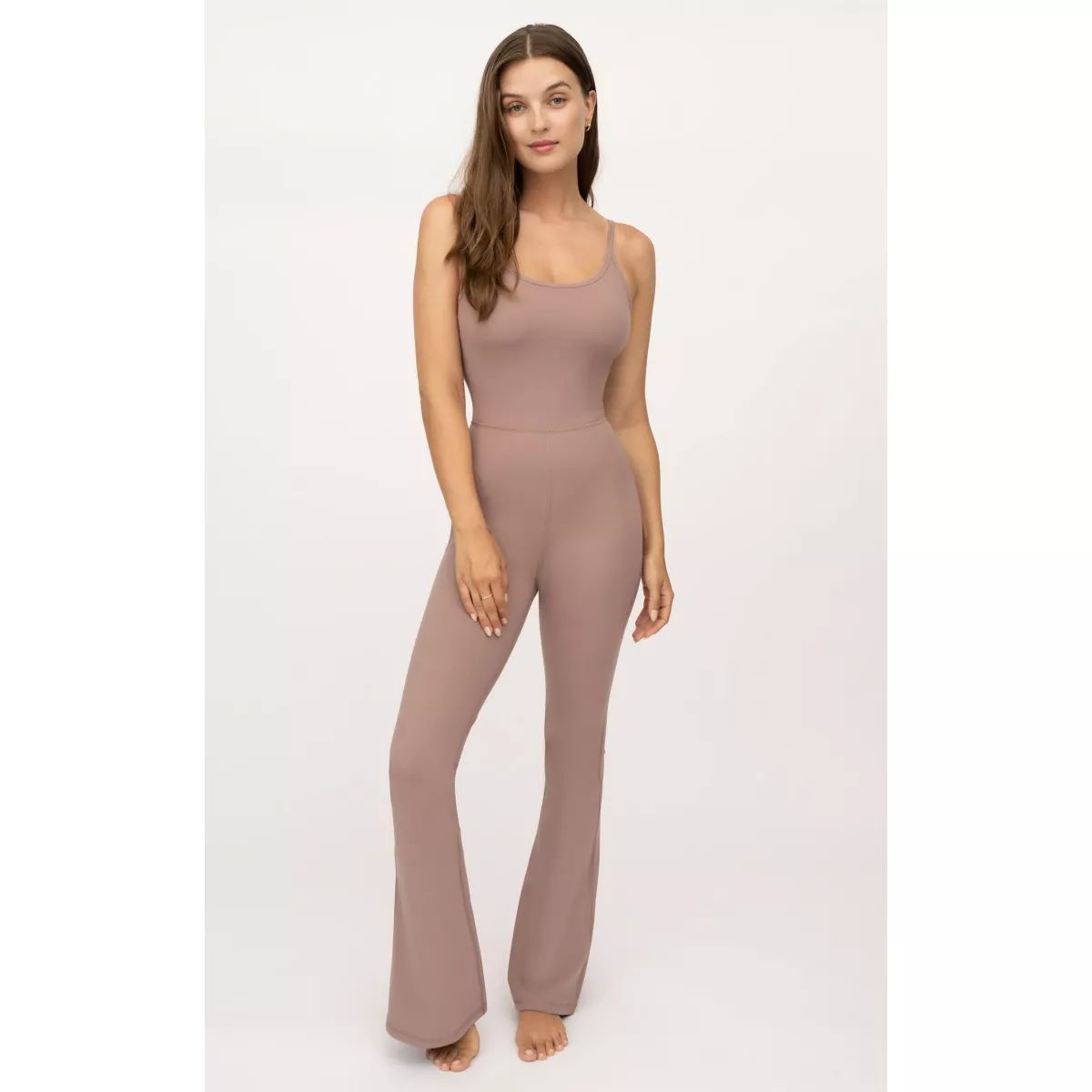Yogalicious Womens Lux Scarlett Flare Jumpsuit with Built-In Bra | Target