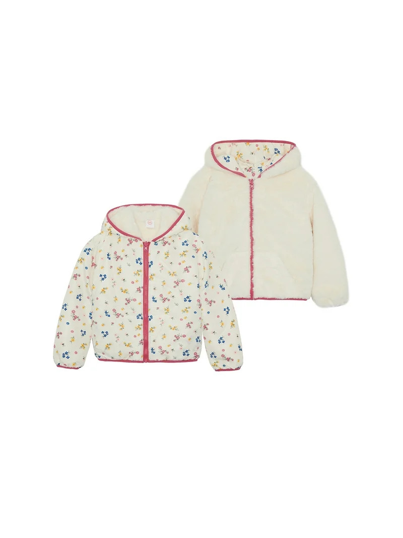 Wonder Nation Toddler Girl Faux Fur Reversible Jacket, Sizes 12M-5T | Walmart (US)