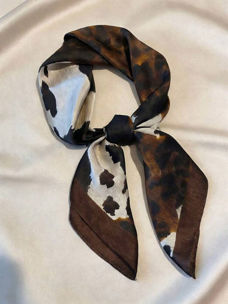 1pc Faux Silk Retro Leopard Print 70cm Small Square Scarf, Fashion Versatile Bandana, Waist Belt,... | SHEIN