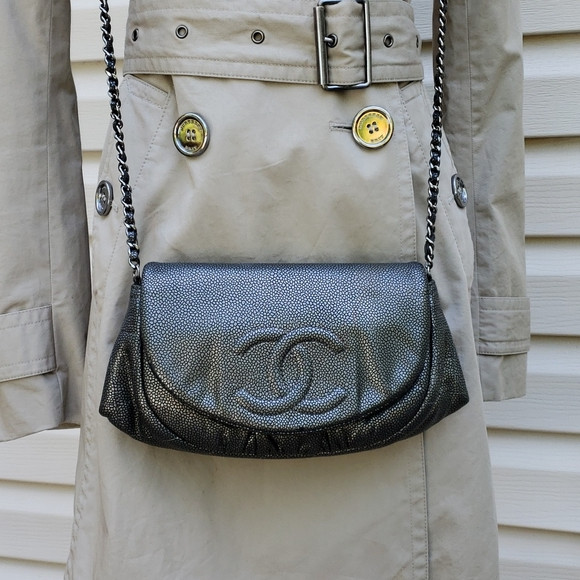 CHANEL HALF MOON WALLET ON CHAIN GUNMETAL CROSSBODY BAG | Poshmark