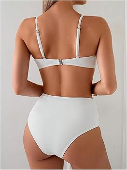 MakeMeChic Women's High Waisted Bikini Sets Metal Shell Swimsuit Bathing Suit Swimwear | Amazon (US)