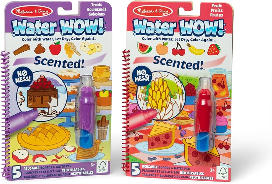 Melissa & Doug 2-Pack Scented Water Wow! Mess Free Coloring Book, Reusable Water-Reveal Activity ... | Amazon (US)