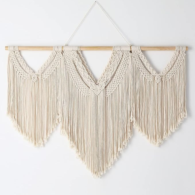 Mokof Large Macrame Wall Hanging Wide Macrame Wall Decor Boho Woven Art, 43"x32" | Amazon (US)
