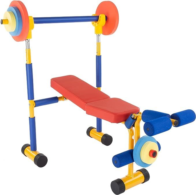 Hey! Play! Kids Weight Bench Set - Toddler Gym for Beginner Exercises and Weightlifting with Leg ... | Amazon (US)