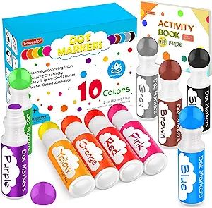 Soucolor Washable Dot Markers Easter Gifts for Toddlers Kids Preschool, 10 Colors 2 oz Bingo Daub... | Amazon (US)