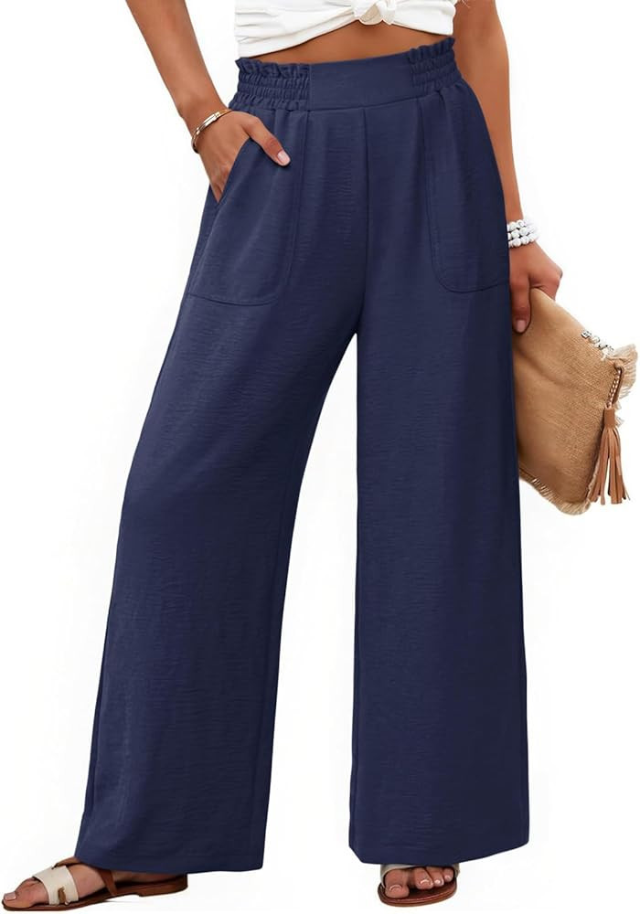 NIMIN Women Wide Leg Palazzo Pants High Waisted Casual Lounge Pants 2026 Summer Beach Vacation Ou... | Amazon (US)
