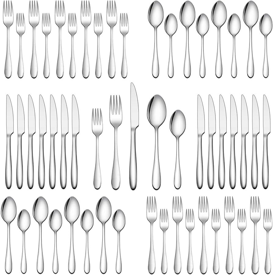 60-Piece Silverware Set, Wildone Stainless Steel Flatware Set Service for 12, Tableware Cutlery S... | Amazon (US)