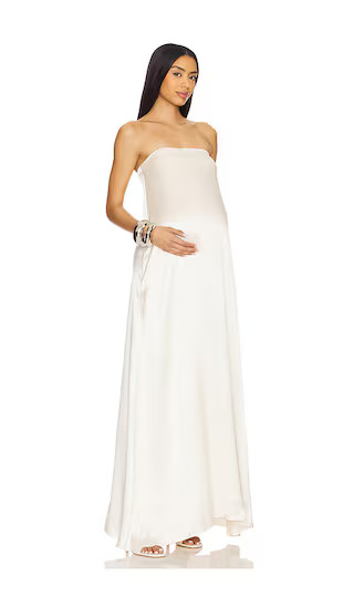 Brushed Satin Gown in Ivory | Revolve Clothing (Global)