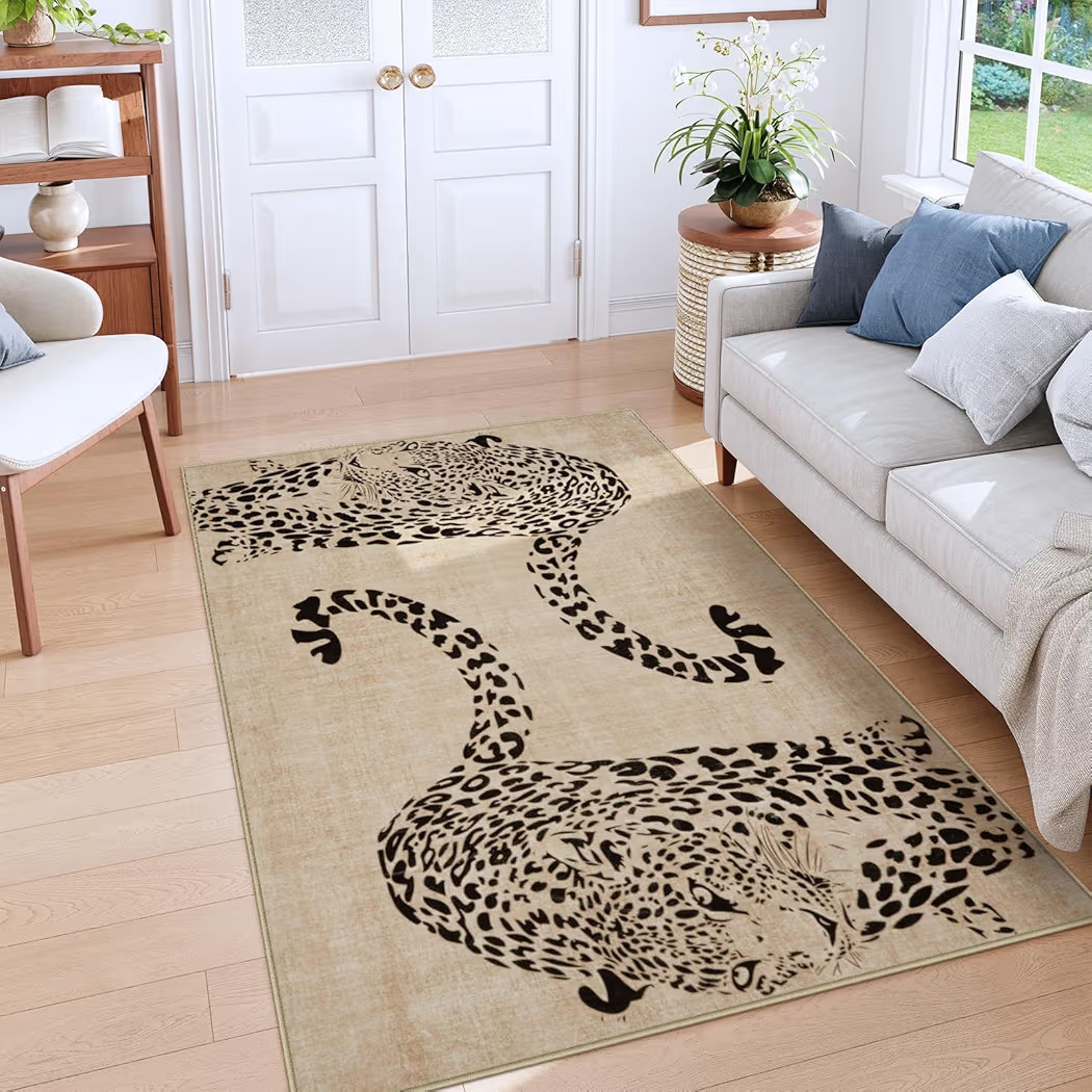 OJIA Leopard Print 5x7 Rugs for Living Room Area Rugs for Bedroom for Playroom | Amazon (US)