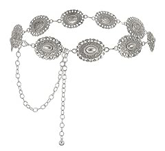 WHIPPY Women Concho Chain Belt Metal Link Western Cowgirl Turquoise Chain Belt for Dress | Amazon (US)
