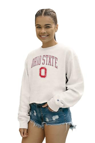 Ohio State Buckeyes Womens Crop Crewneck Sweatshirt Vintage Arch Over White, X-Large | Amazon (US)