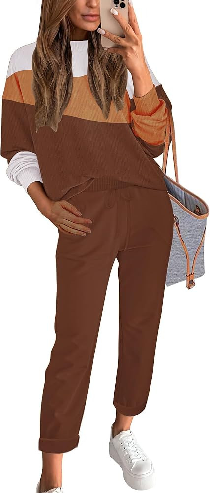 ETCYY NEW Women's Sweater Sets 2 Piece Outfits Lounge Sets with Knit Sweater Tops and Sweatpants | Amazon (US)