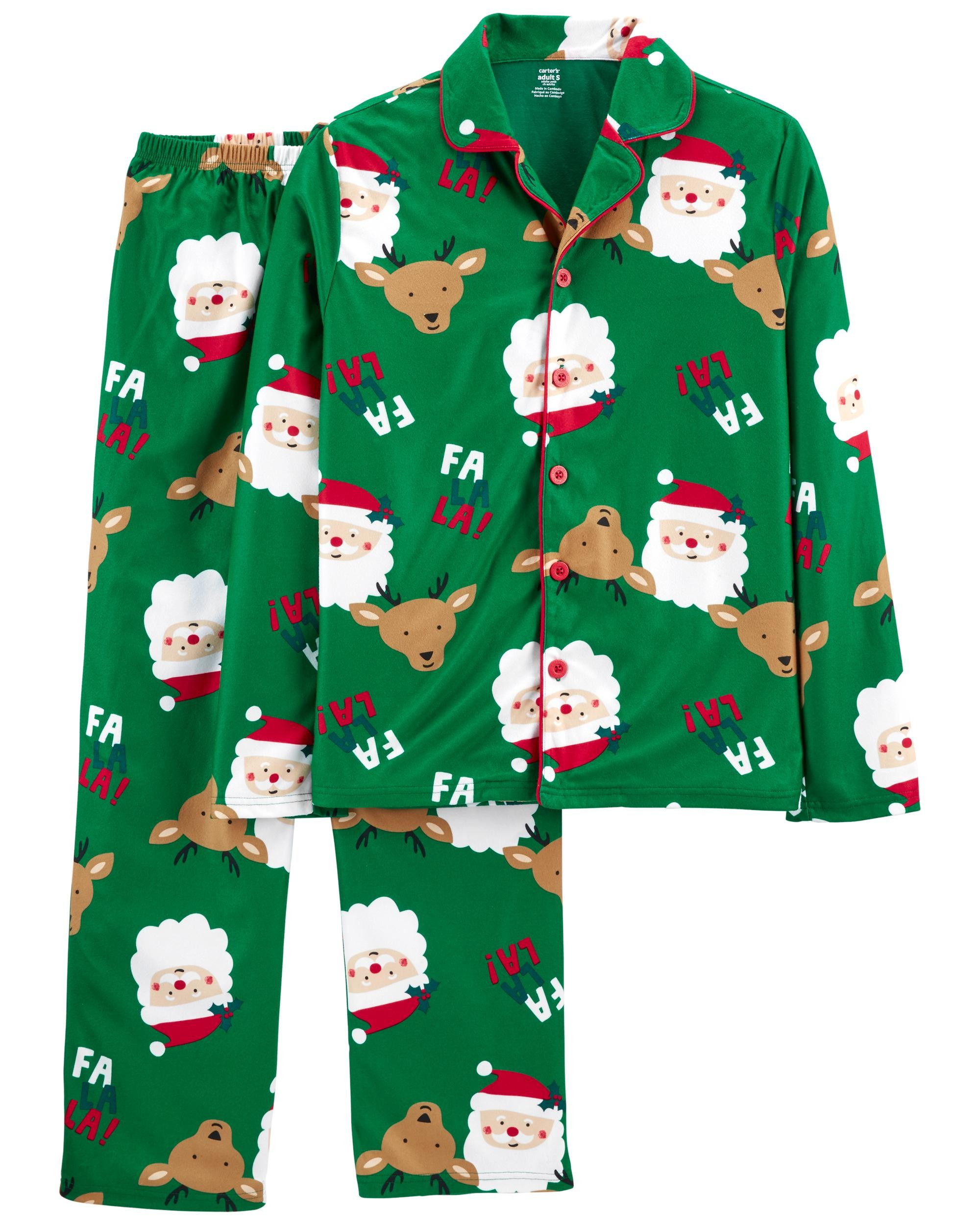 2-Piece Adult Santa Coat-Style Fleece PJs | Carter's