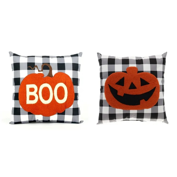 Way to Celebrate Harvest Boo and Pumpkin Decorative Pillows, Set of 2 - Walmart.com | Walmart (US)