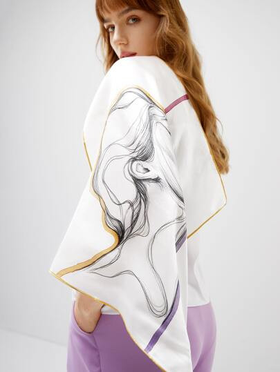 MOTF X Polina Bright 12MM 100% SILK FIGURE GRAPHIC BANDANA | SHEIN