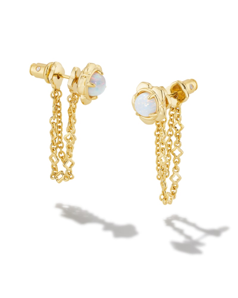 Susie Convertible Gold Ear Jacket Earrings in Bright White Kyocera Opal | Kendra Scott